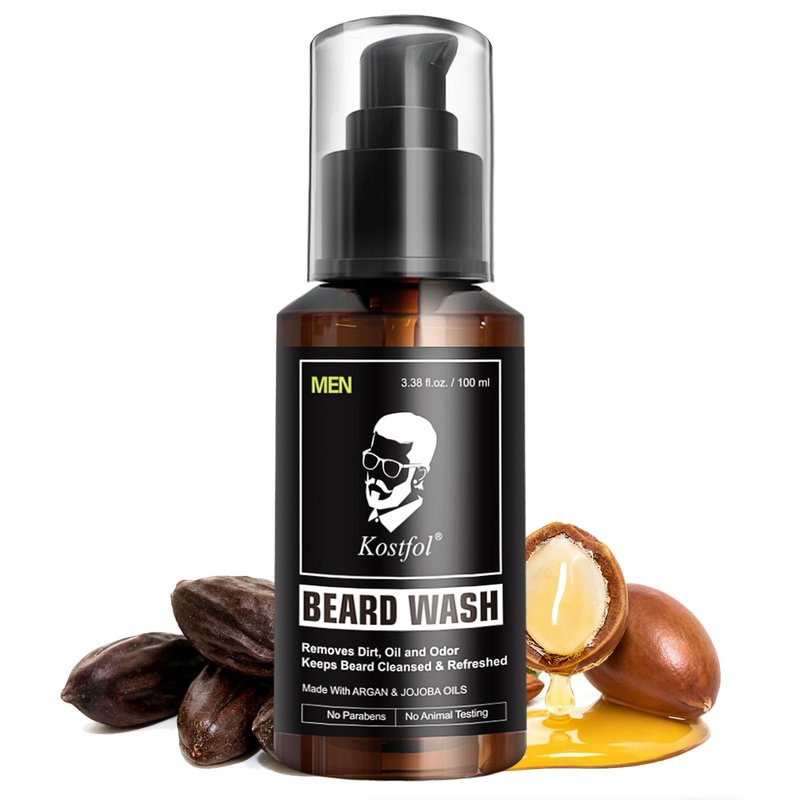 NUSPA NUSPA Deep Cleansing Refreshing Face Beard Wash for Full Beards Removes Dirt and Odor Keeps Beard Shampoo Face Wash with Argan Jojoba Oils,2in 1