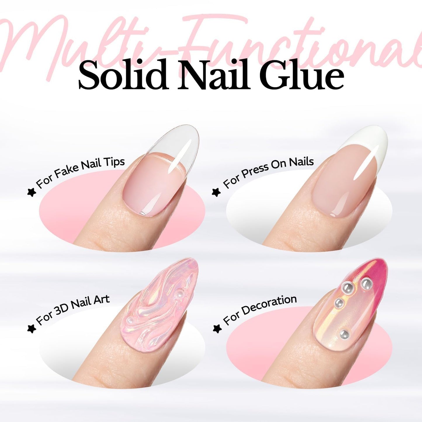 Solid Nail Glue Gel - 30g Clear Hard Gel for Acrylic Nails | Super Strong UV Cured for DIY Nail Art