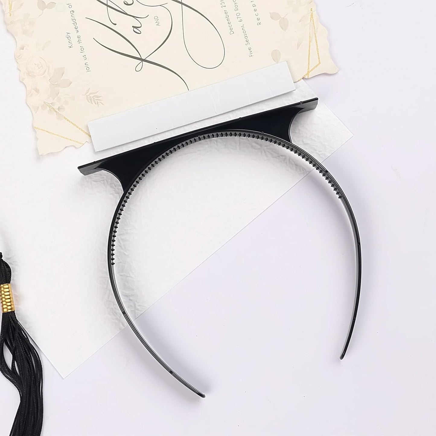 Graduation Cap Headband Insert - Black 2 Pack Firm Anti-Fall Hair Band | Secure Grad Cap Holder for Students