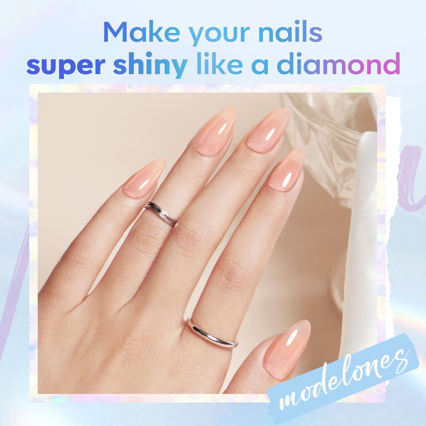 Modelones Gel Top Coat - 15ml Super Shiny No Wipe Base & Top Coat Set | Soak Off Nail Polish