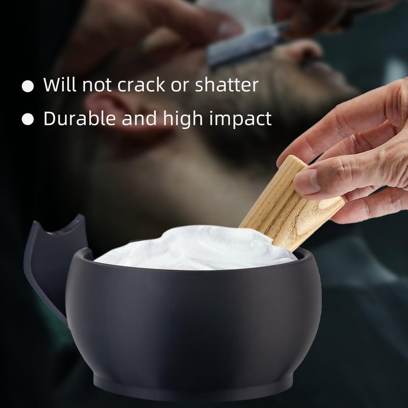 Grandslam Shaving Bowl with Ridges, Shaving Mug with Brush Stand, Shaving Soap Bowl for Shaving Cream and Soap, Durable & Holds Heat Longer, Rich & Thick Lather, Great for Traveling and Use at Home