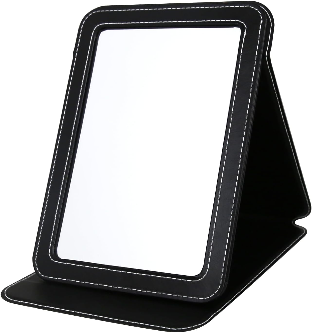 Travel Mirror - 6.5x8.9” Adjustable Foldable Desk Mirror with PU Edge Cover - Perfect for Camping & Home Use