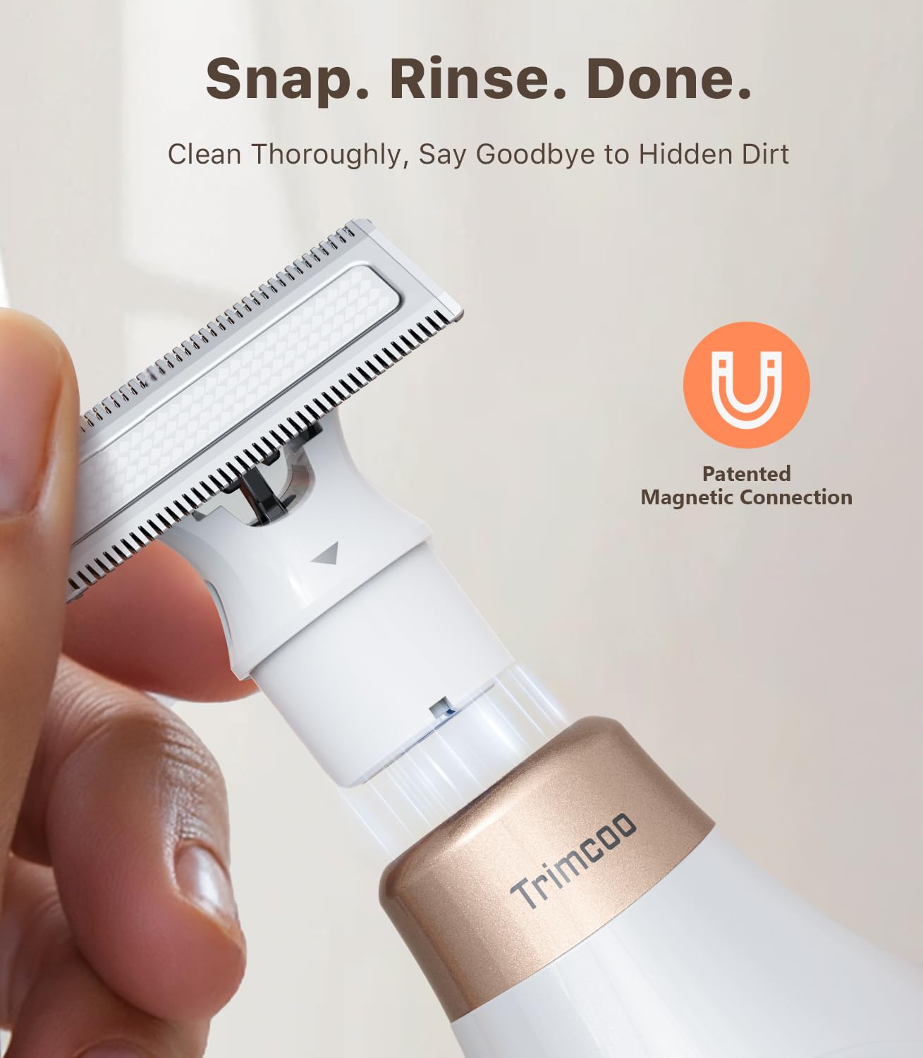 Trimcoo Mini Bikini Trimmer for Women - Intimate Pubic Hair Removal, Electric Body Groomer, Small Portable Wet/Dry Shaver, Magnetic Blade, USB-C Rechargeable with Travel Case, Easy to Clean (White)
