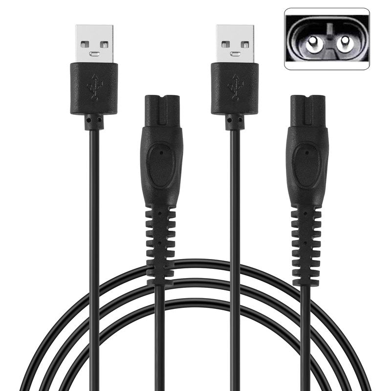 HX-CQHY 5V USB Charger Cord Fits for Philips OneBlade QP2724 QP2834 QP1924,Replacement for OneBlade 360 MG7910 MG5910 MG9510 QP4631 QP6531 QP1424 X3001 USB Trimmer Charging Cable(TPE-2 Pack,3.3FT)