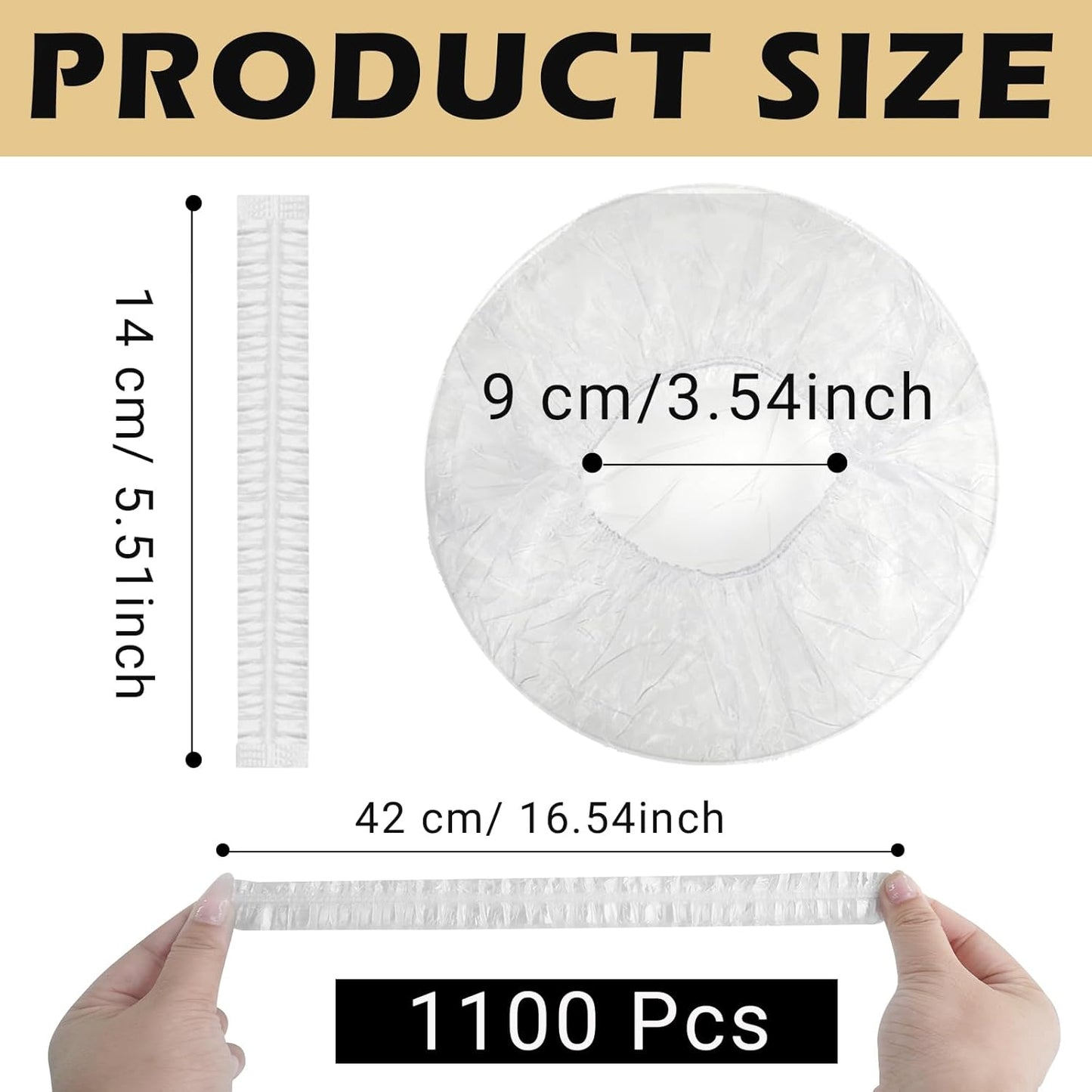 Disposable Shower Caps - 1100 Pcs Clear Waterproof Elastic Hair Caps for Salon, Spa & Travel