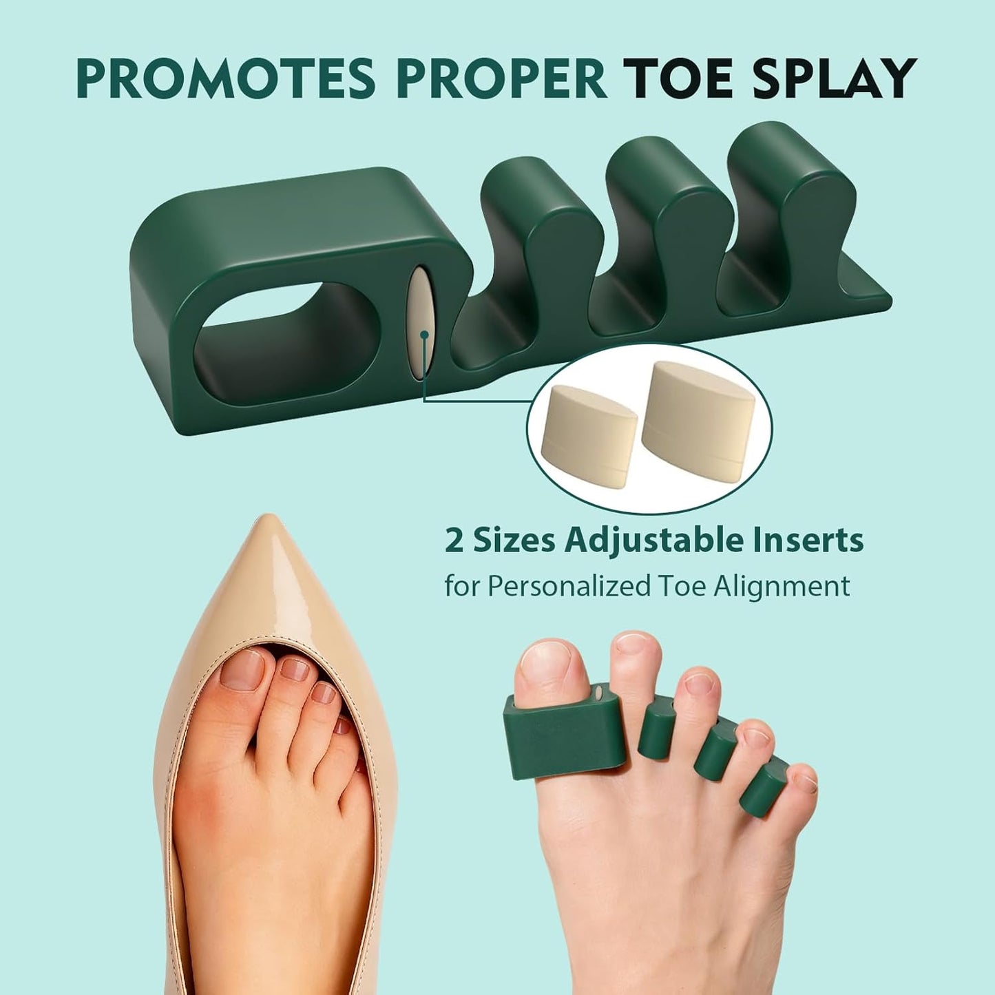 Adjustable Toe Separators - Soft Gel Spacers for Bunion Correction & Foot Pain Relief | S/M/L Sizes