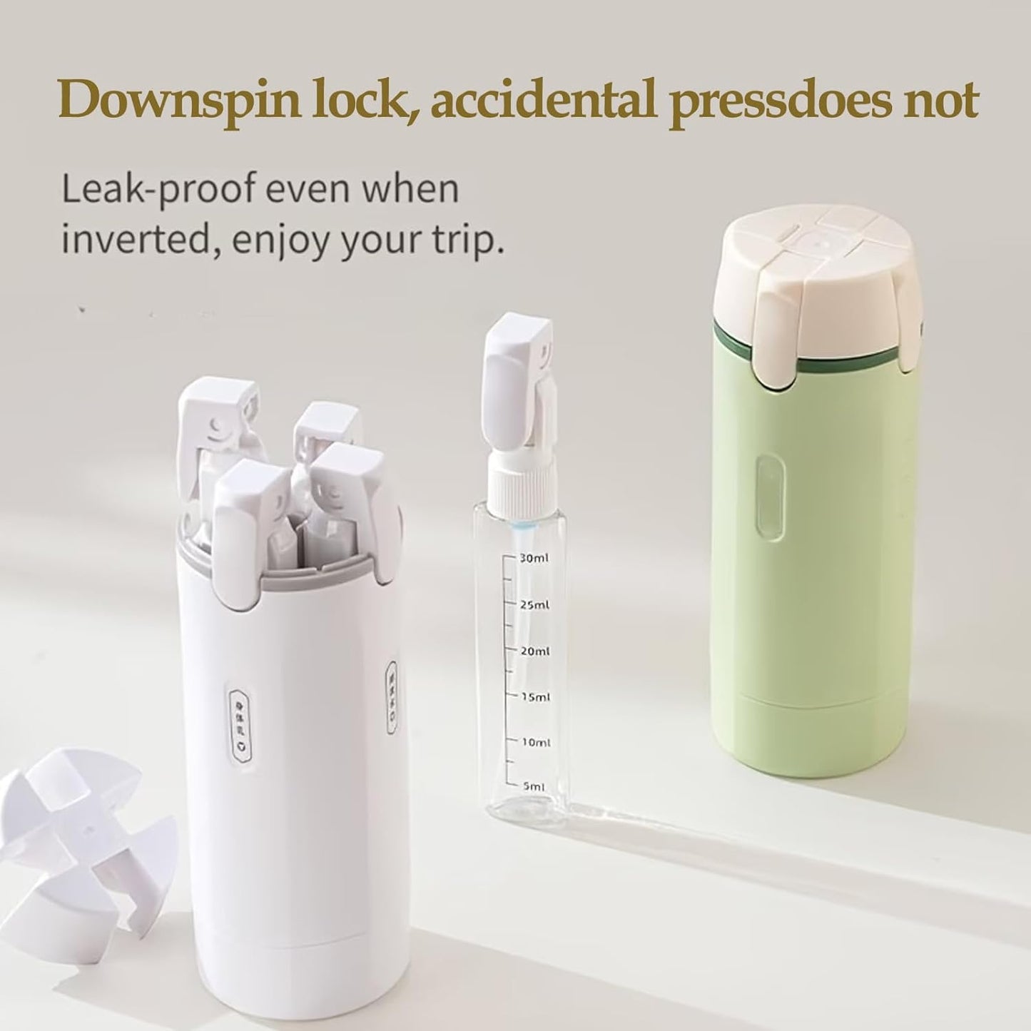 Travel Dispenser Bottle - 4-in-1 TSA Approved Leakproof Toiletry Set | 30ml Pump Bottles & Labels