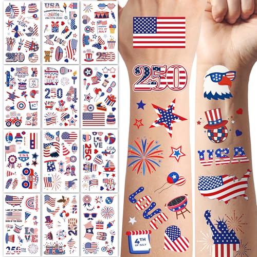 250th Anniversary Temporary Tattoos - USA Patriotic Party Favors