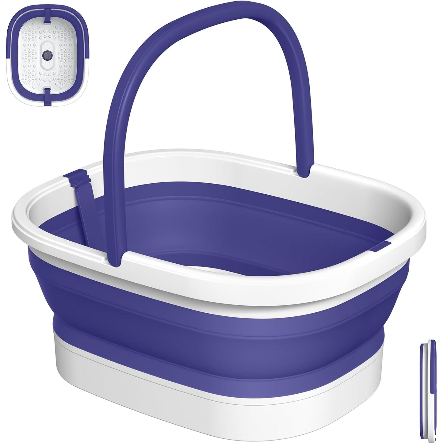Collapsible Foot Soaking Tub - 138 Acupressure Nodes & Pumice Stone | Foot Massager for Pedicure Spa