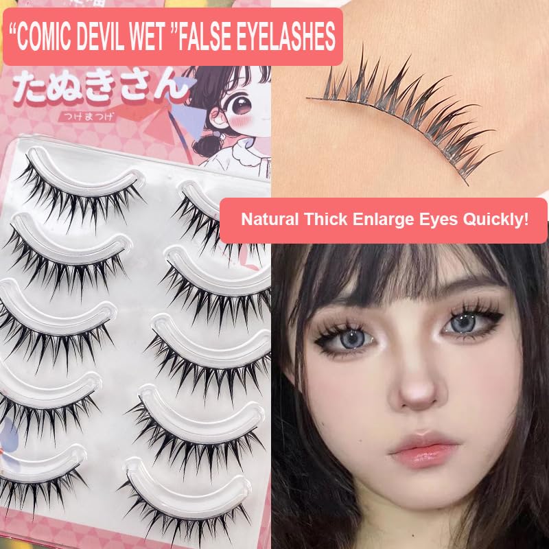 LASGOOS Natural Look Fake Eyelashes - 5 Pairs, 7-14mm