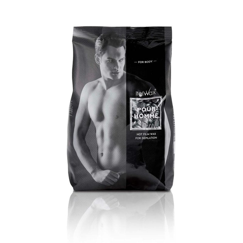 Italwax Pour Homme - 500g / 1.1lb - Hard wax beads for hair removal - Special for man - Natural formulation - Easily removes coarse hairs - Ideal for barber shops