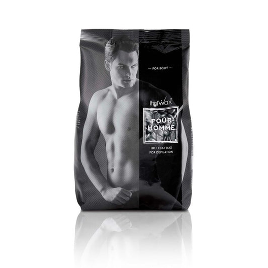Italwax Pour Homme - 500g / 1.1lb - Hard wax beads for hair removal - Special for man - Natural formulation - Easily removes coarse hairs - Ideal for barber shops