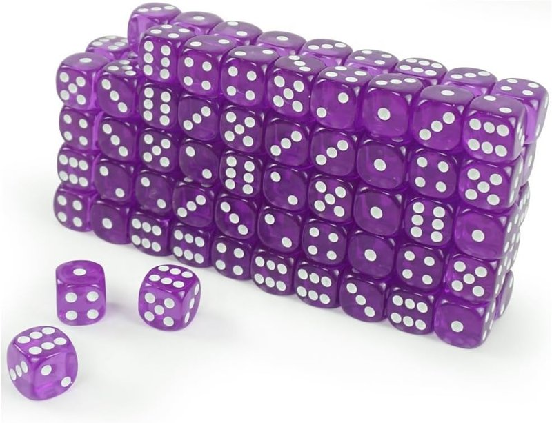 14MM 6-Sided Translucent Dice Set - 36 Pack in Purple for Games & Office Use