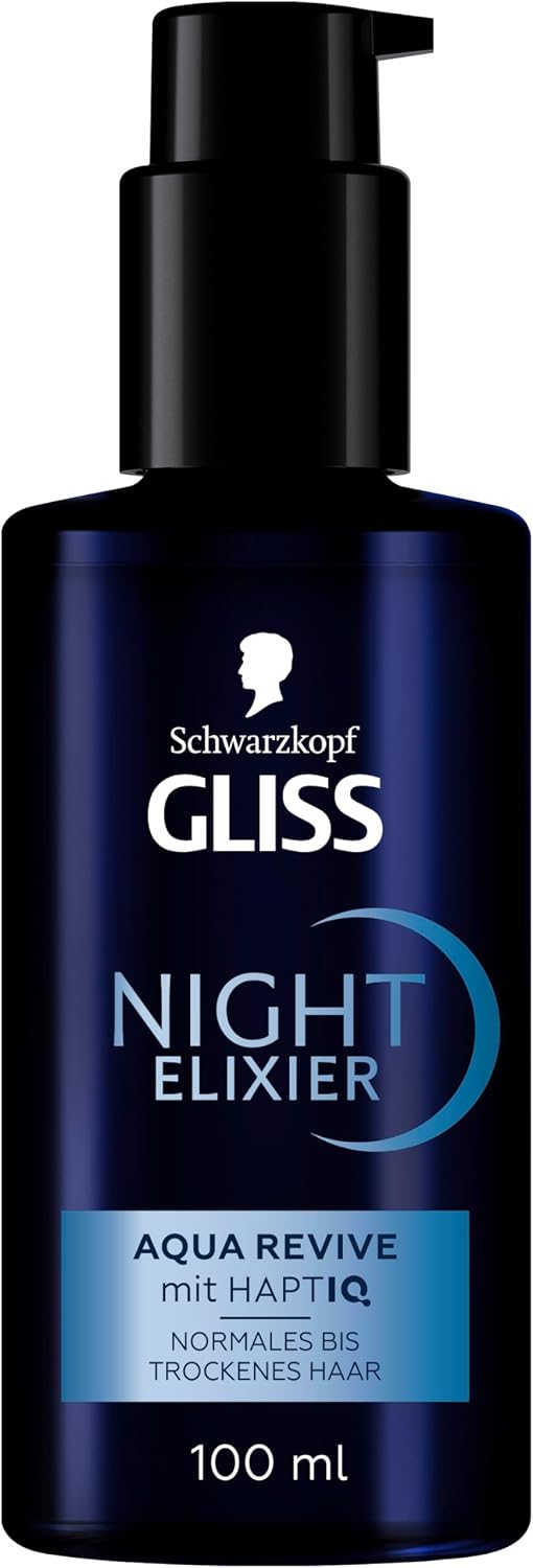 Schwarzkopf Night Elixir Aqua Revive Hair Serum - Leave-In Overnight Hydrating Treatment | 100 ml, Hyaluronic Complex for Normal to Dry Hair
