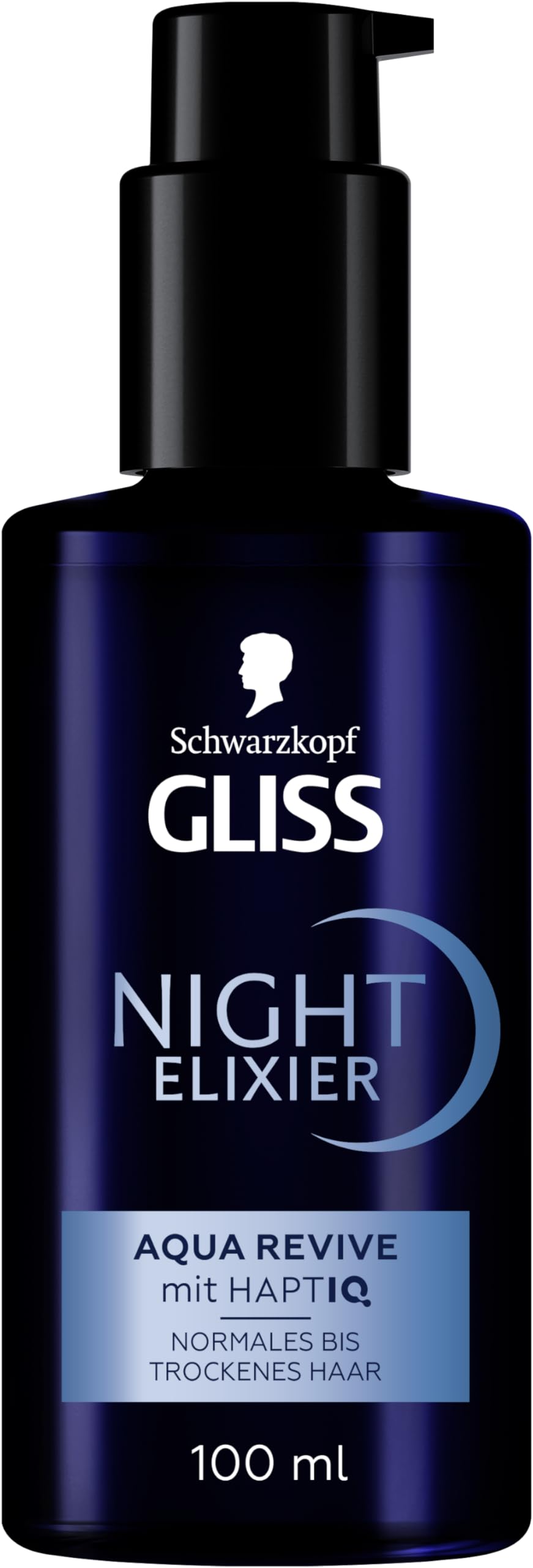 GLISS Schwarzkopf Night Elixir Aqua Revive Hair Serum, 100 ml Leave-In Overnight Hydrating Treatment with HaptiQ Micro-Bond Technology and Hyaluronic Complex for Normal to Dry Hair
