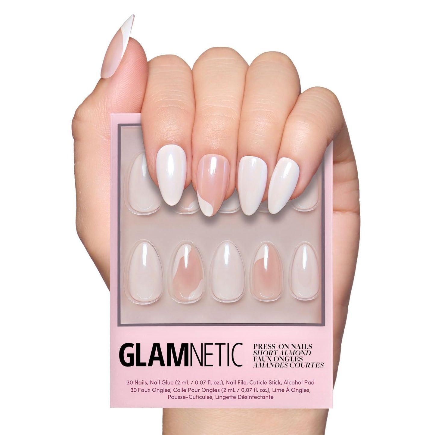 Glamnetic Press On Nails - Lush Coral | Short Oval Fake Nails with Glazed Finish | 30 Nail Kit in 15 Sizes