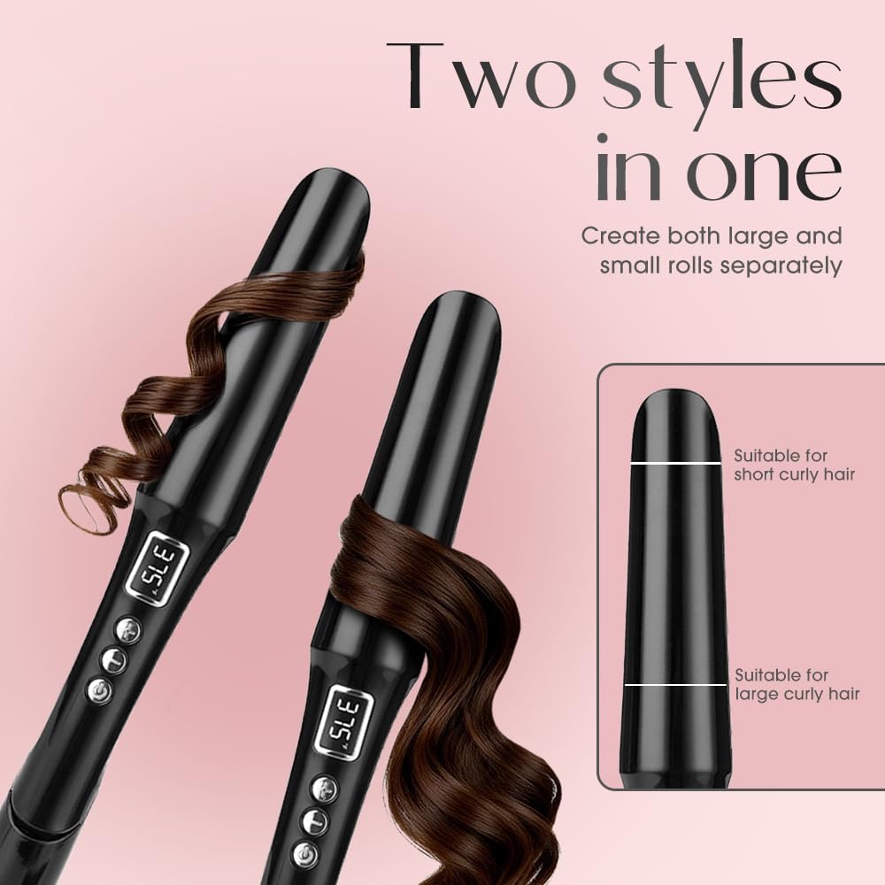 PRITECH 2-in-1 Hair Straightener and Curler - Titanium Flat Iron & Ceramic Curling Iron, Rapid Heat-Up, Dual Voltage | Black