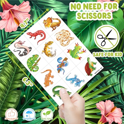60 PCS Vibrant Reptile Temporary Tattoos for Kids' Parties
