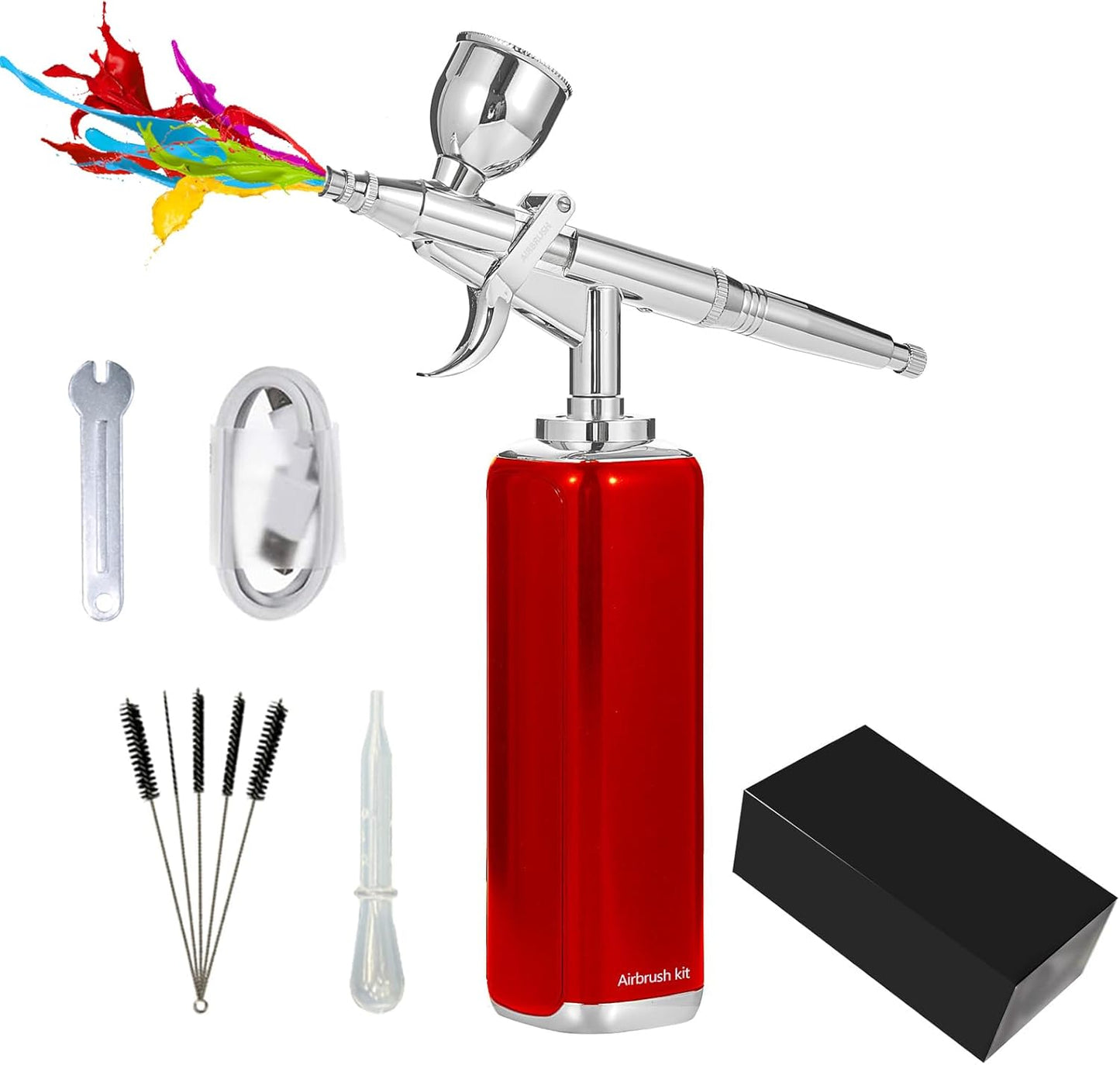 Portable Airbrush Kit - High Air Flow Cordless Compressor for Makeup, Nail Art, Tattoo | Mini Handheld Design