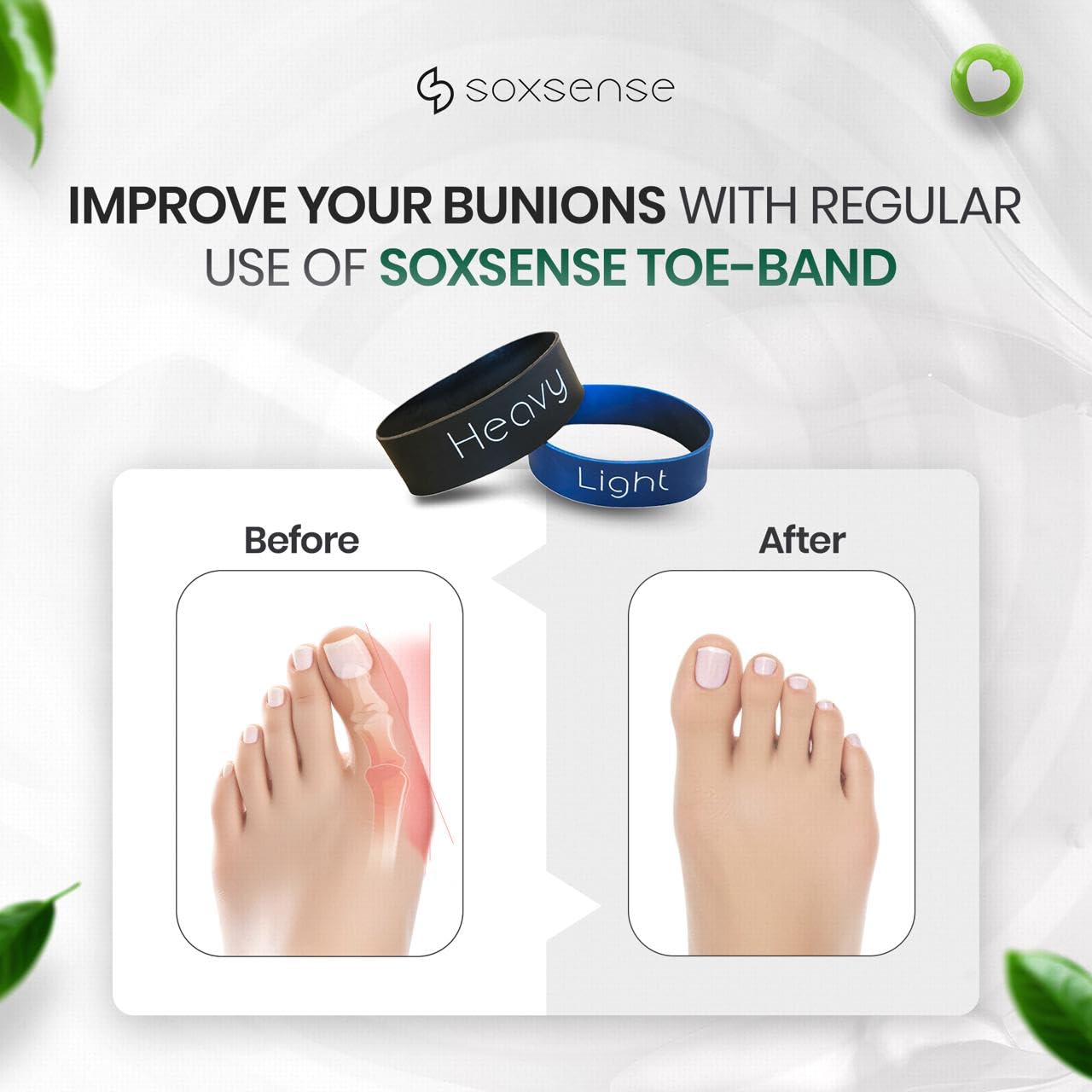 Soxsense Toe Stretcher Bands, Foot Exercise Resistance Bands, 2-Piece Set