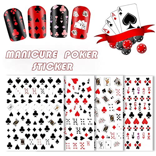 Penugo Poker Self-Adhesive Nail Art Stickers - Playing Card Pattern, Manicure Decals