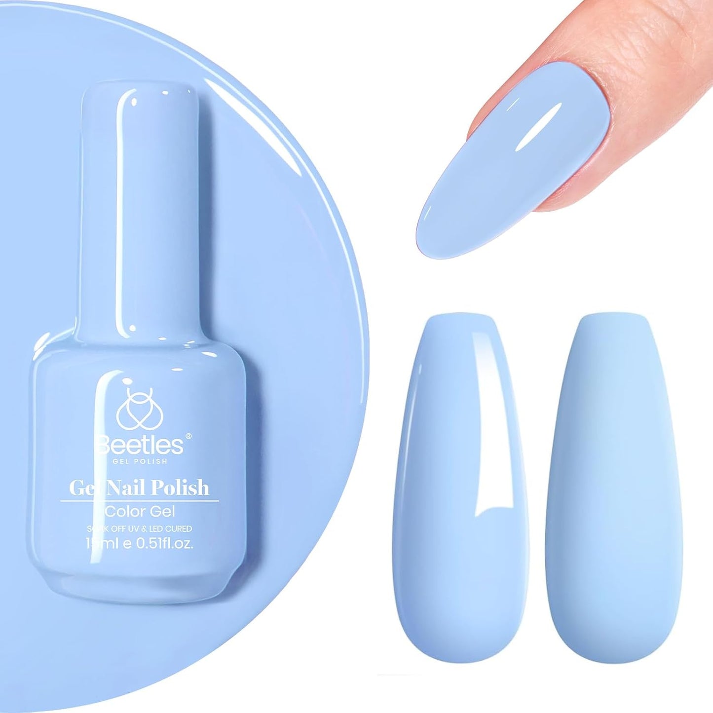 Beetles Purple Gel Polish - Lilac Light Purple Nail Color | 15ml Soak Off UV LED Gel for Summer Manicure