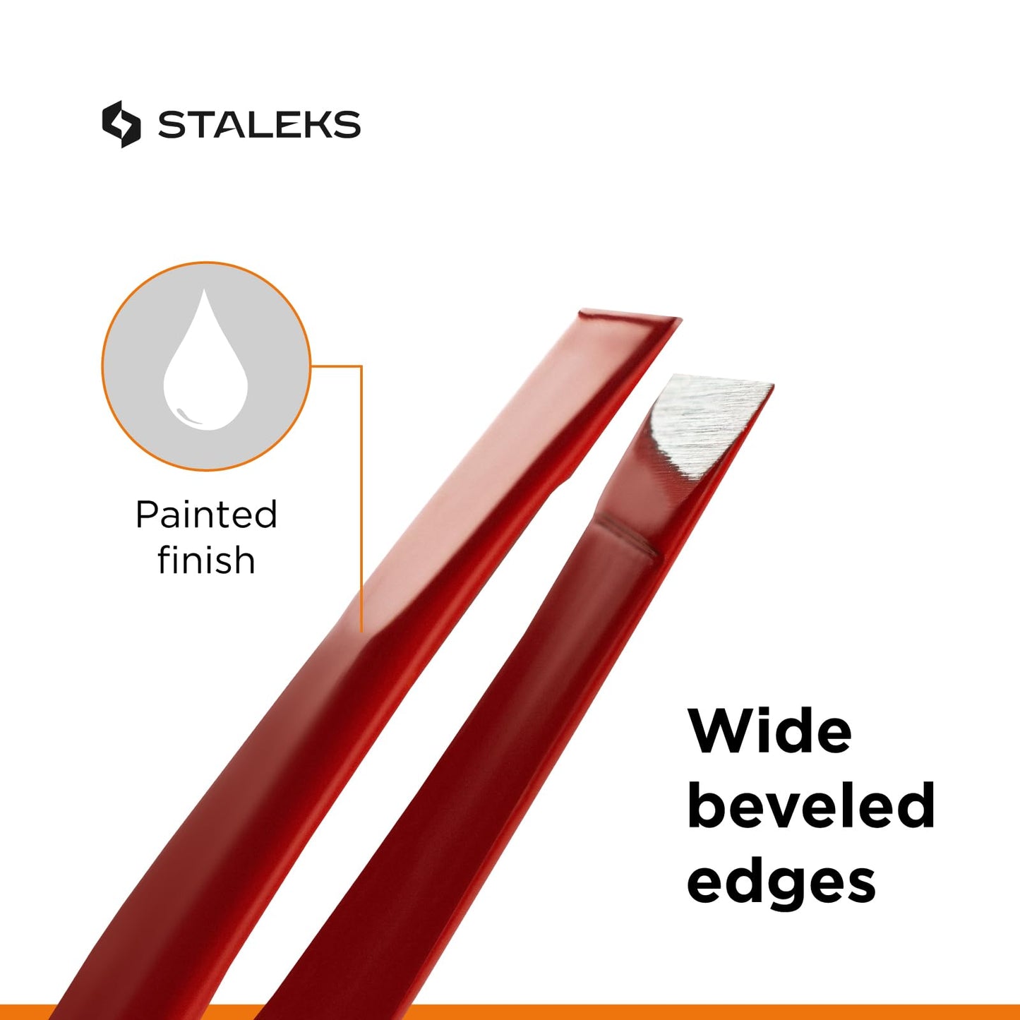 STALEKS PRO Expert 11 Type 3r Professional Eyebrow Tweezers (Red) – Wide Beveled Stainless Steel for Thick Brows & Effective Hair Removal