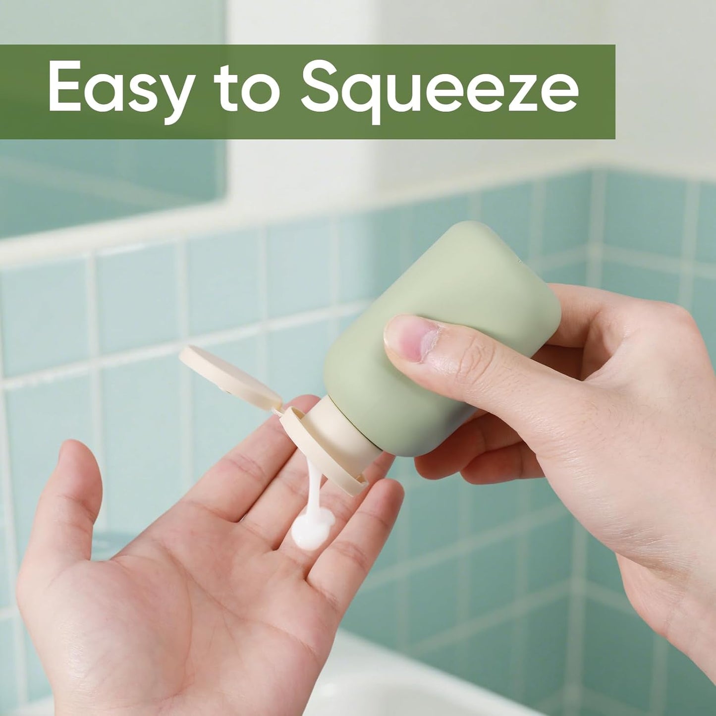 Demora Travel Size Bottles - TSA Approved Leak-Proof Squeeze Containers | Refillable Toiletry Set (Green, 4 Pcs)