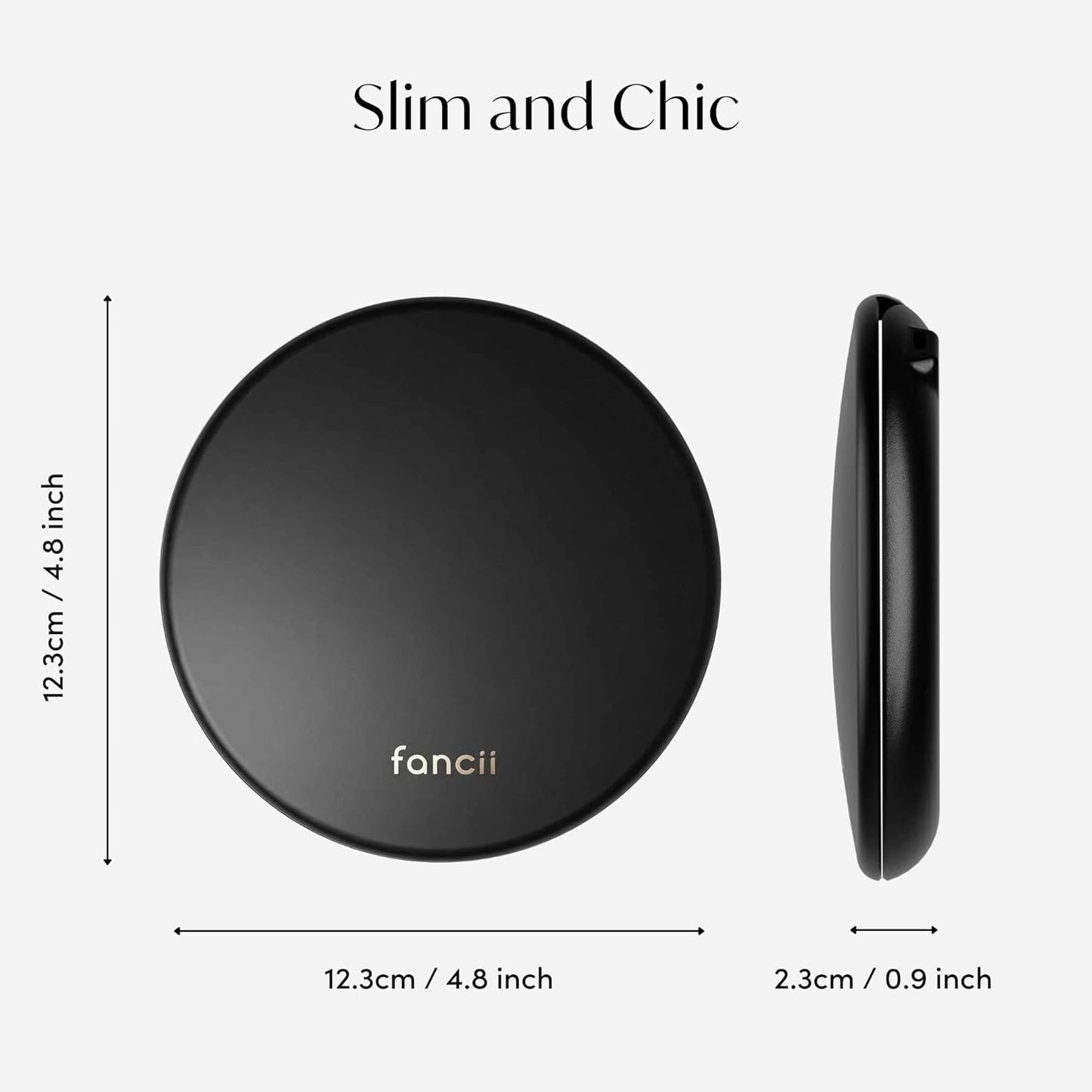 Taylor LED Lighted Travel Makeup Mirror - Rechargeable 10x/1x Magnification | Compact 5” Handheld Design (Black)