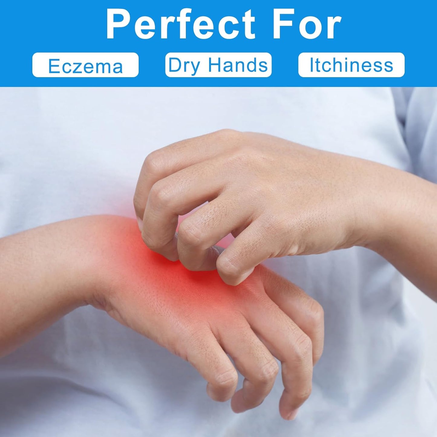 Cotton Gloves for Eczema & Dry Hands | Moisturizing Overnight Care - 3 Pairs, White