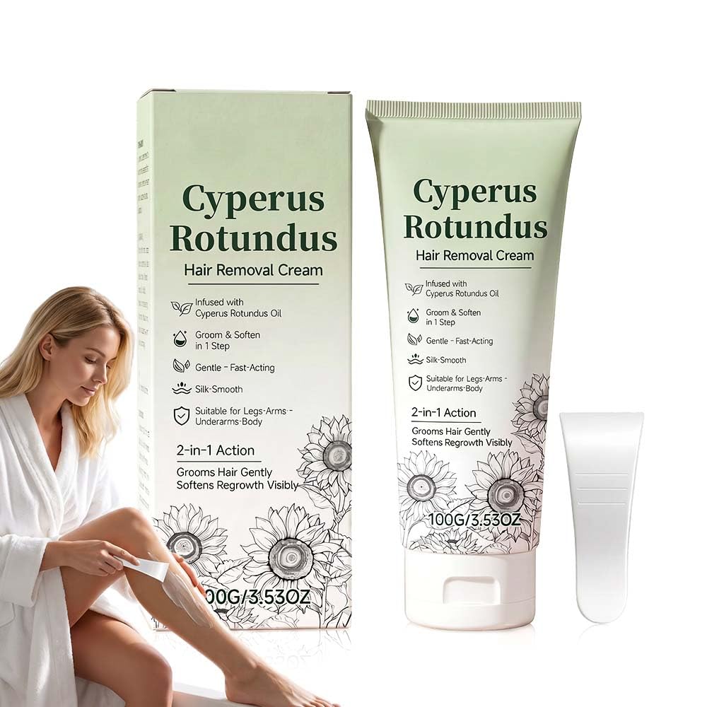 Cyperus Rotundus Oil Hair Removal Cream - Painless 2-in-1 Moisturizer for Arms, Legs & Underarms | 3.52 Oz