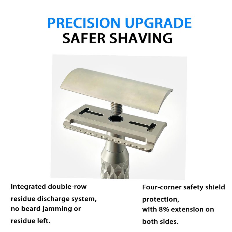KAMPFE Safety Shaver razor adopts a unique AB edge Side. Combined Design of Open Comb and Closed Comb. A Double Edge Safety Razor with Two Uses for Men (silver2)
