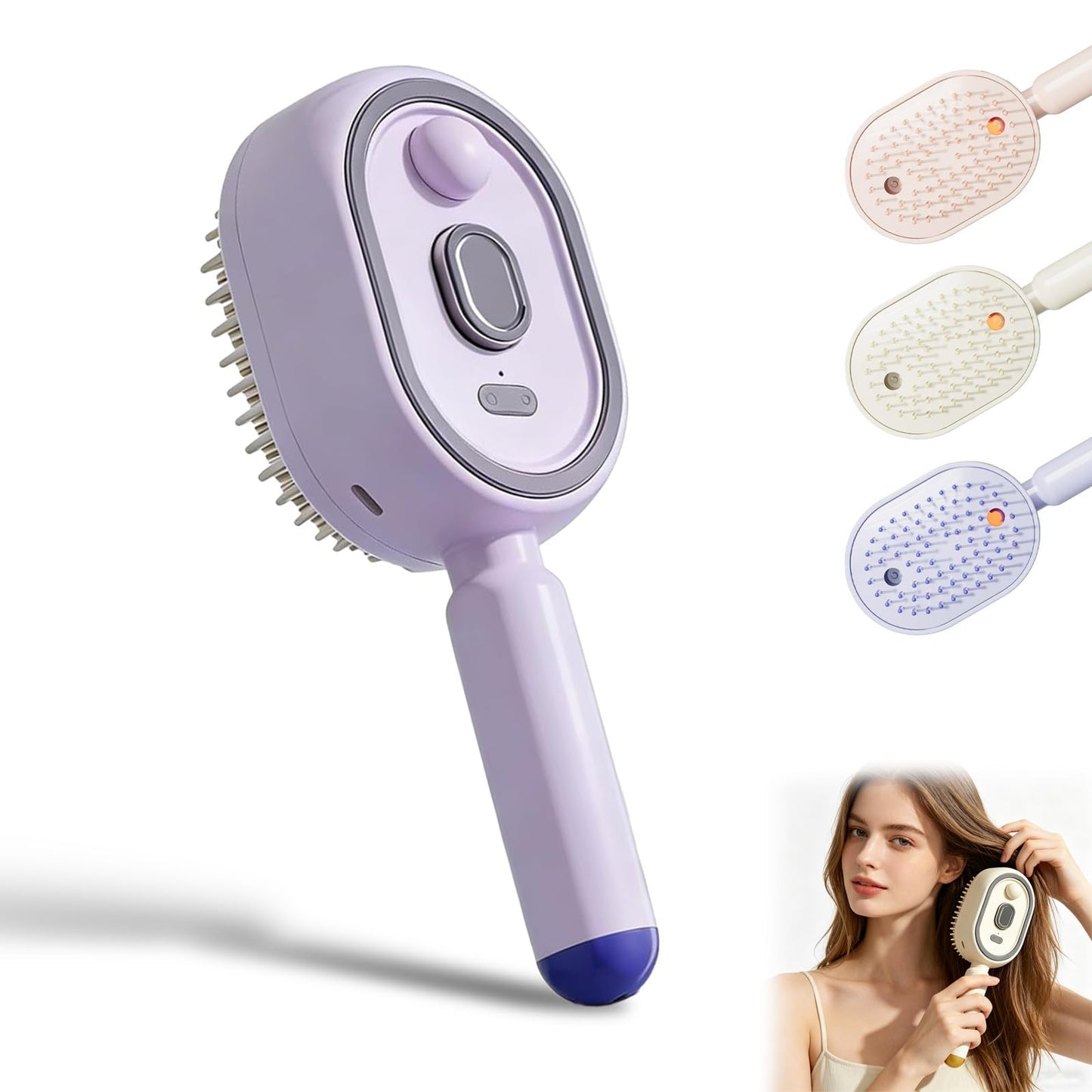 2026 New Electric Steam Brush, Electric Steam Brushs for Hair, Rechargeable Steam Hair Straightener with Water Spray, Detangling Steam Brush for Reduce Frizz, Nourishes Hairs (Purple)