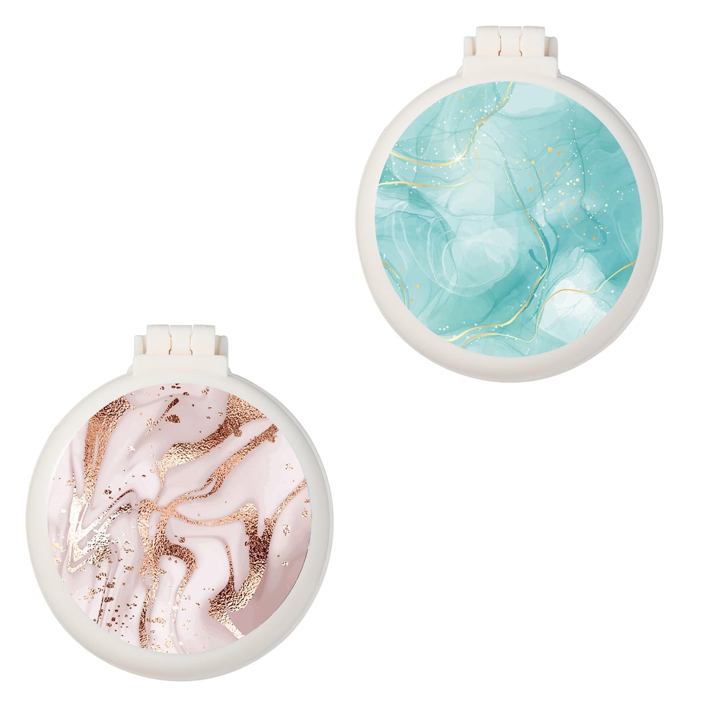 Mini hairbrush, pocket hairbrush with mirror, portable for purse/pocket, travel size (2 Piece Marble 1)