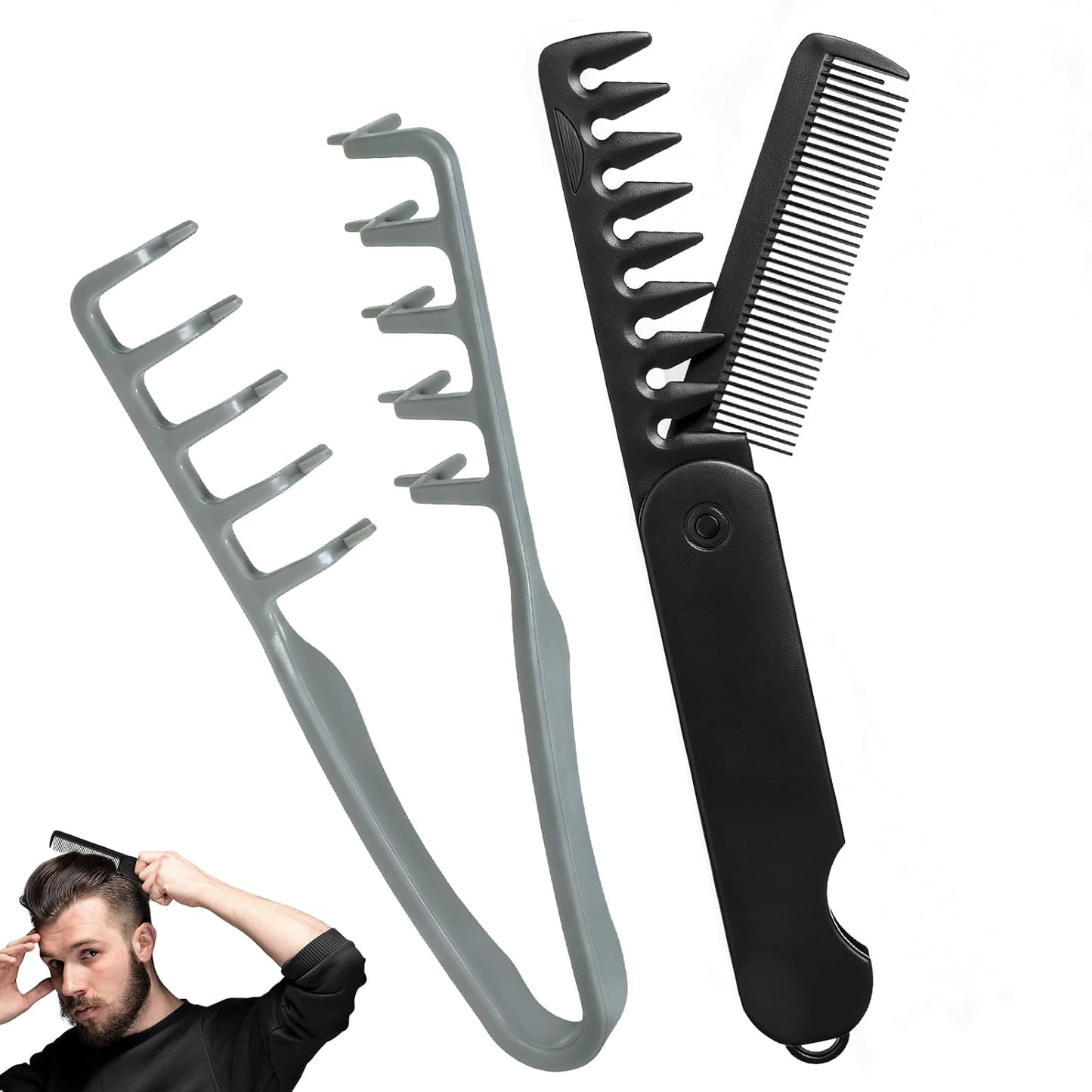Volumizing Texture Comb - Wide-Tooth Styling Tool for Men & Women | Durable ABS Plastic, Textured Grip, Black