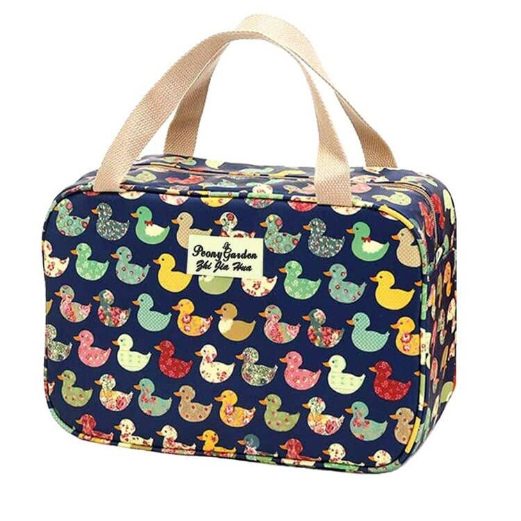Large Canvas Travel Makeup Bag - Navy Duck Toiletry Organizer Clutch