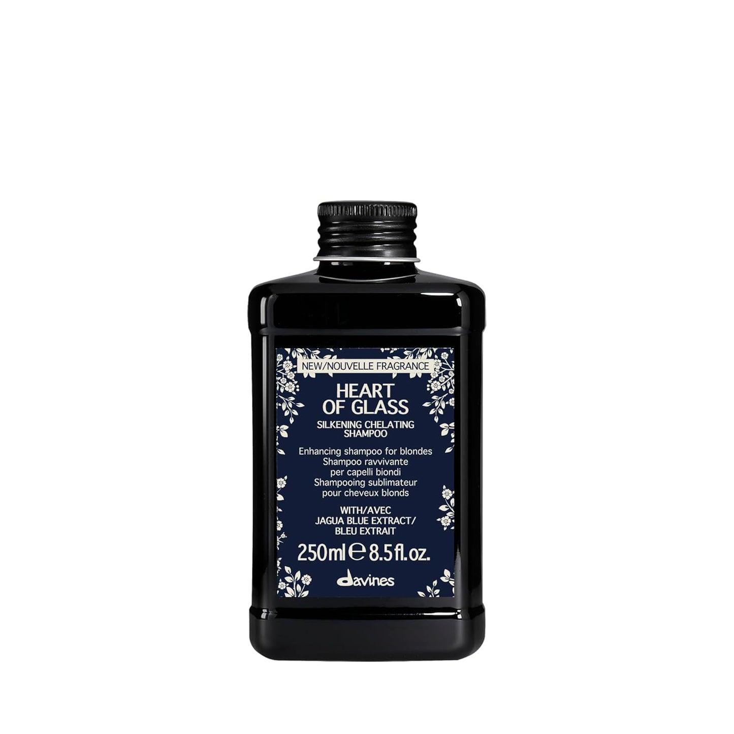 Davines Heart of Glass Shampoo - Enhancing Blue Shampoo for Blonde & Silver Hair | Gentle Cleanser with Jagua Blue Extract