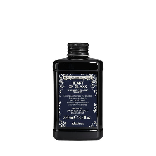 Davines Heart of Glass Silkening Chelating Shampoo, Blue Shampoo for Blonde & Silver Hair - Gentle Cleanser with Jagua Blue Extract Balances Unwanted Tones & Illuminates, 8.45 Fl Oz