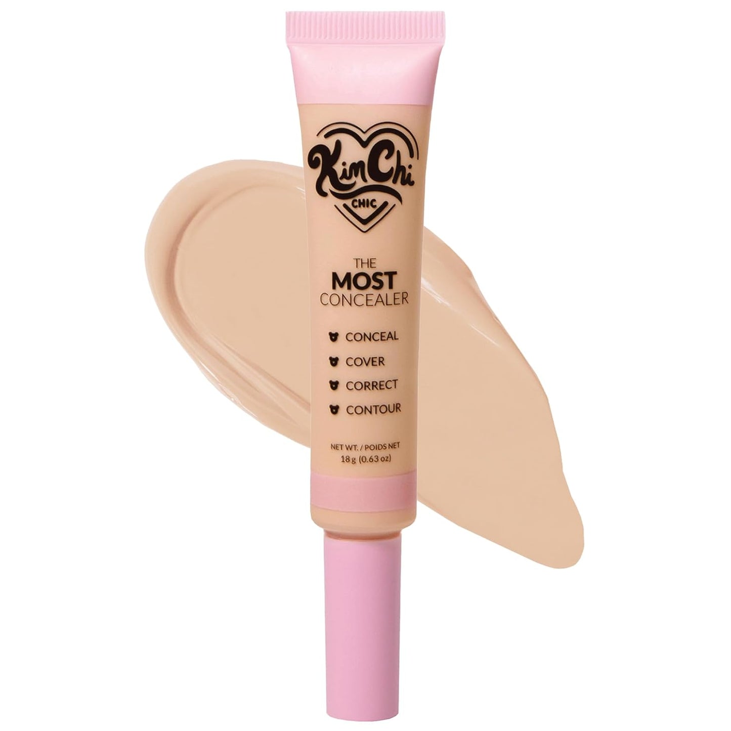 KimChiChic Concealer - Full Coverage Water Resistant Multi-Use Formula | Matte Satin Finish | 0.63 oz, 01-Ivory