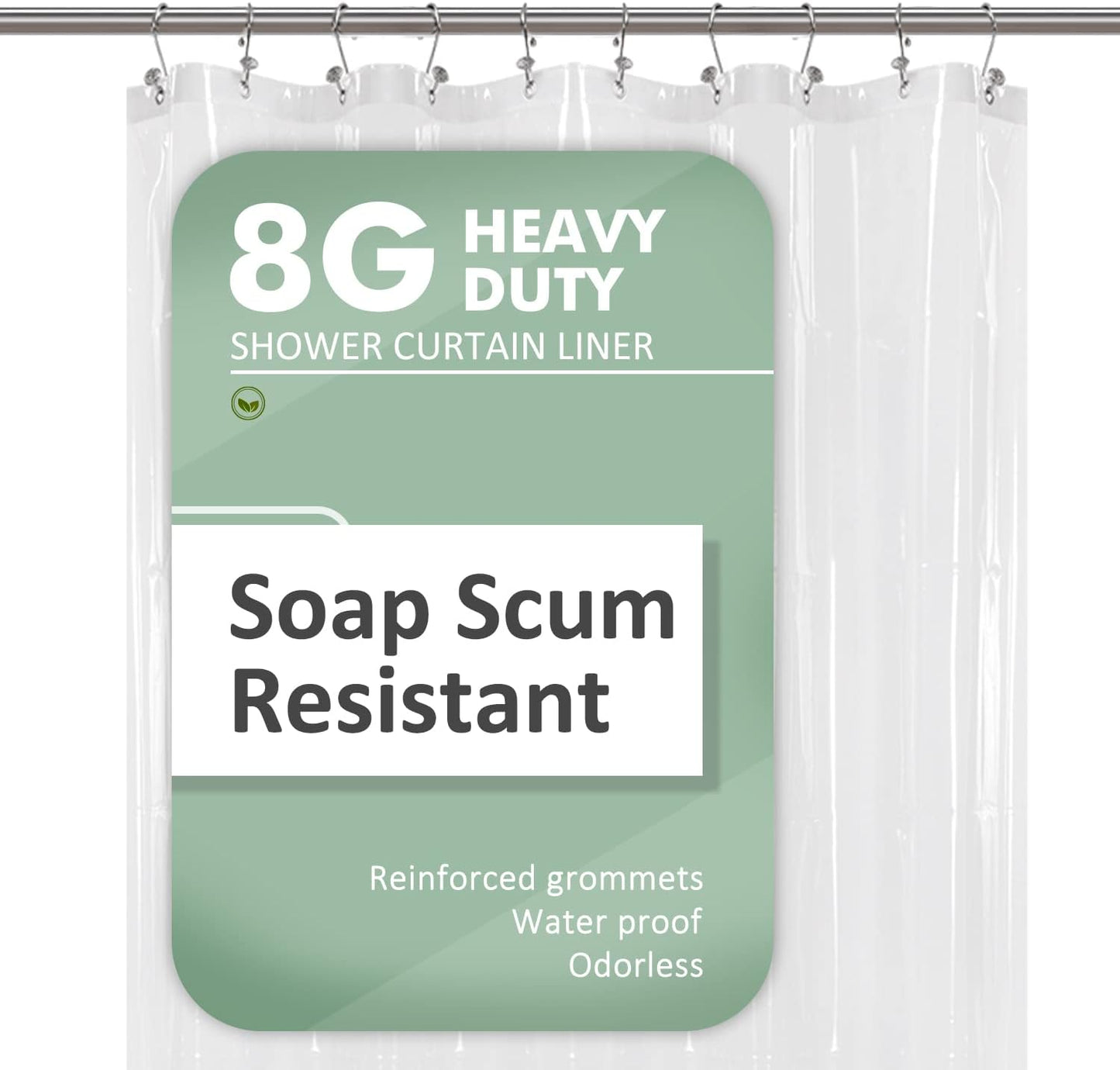 Clear Plastic Shower Liner - Premium Waterproof PEVA Curtain with Rustproof Grommets & 3 Magnets | Standard Size