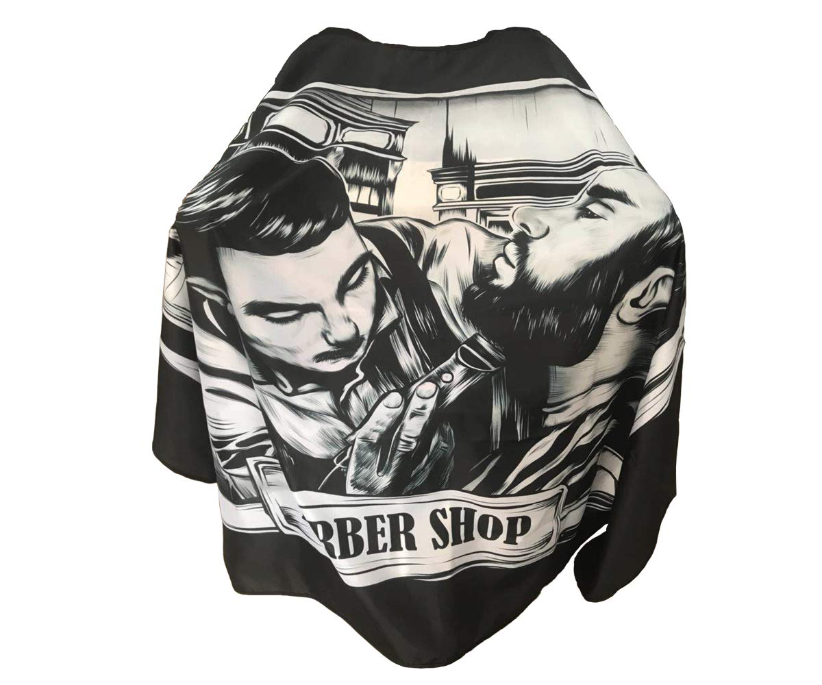 Barber Cape for Men, PELOCAPA Hair Cutting Cape with Metal Snap Closure, Professional Salon Cape, Large Waterproof Hairdressing Cape for Hairstylist - 63"× 56"(Comic Style)