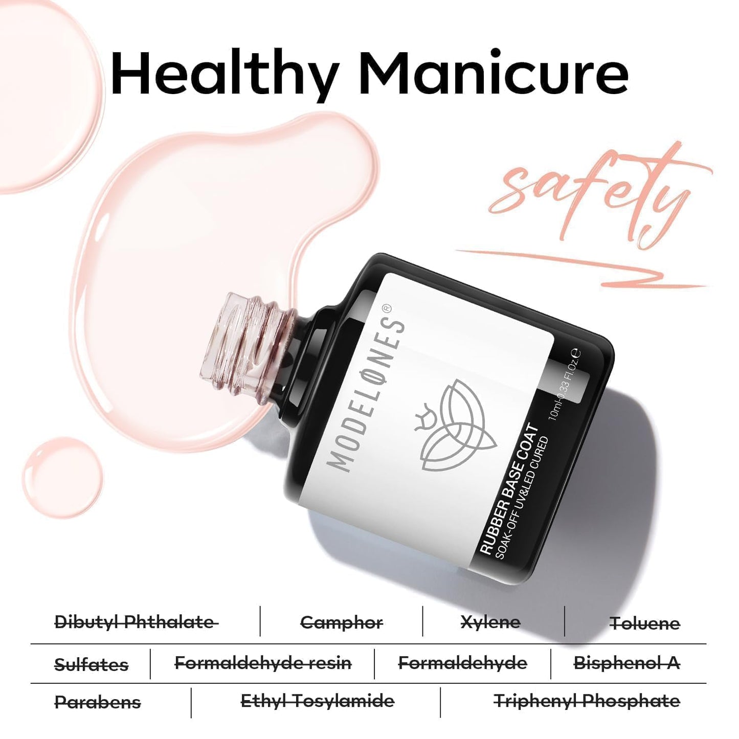 Modelones Rubber Builder Nail Gel - Jelly Nude Translucent Base Coat for Strong, Thick Nails | Ideal for DIY Home Use