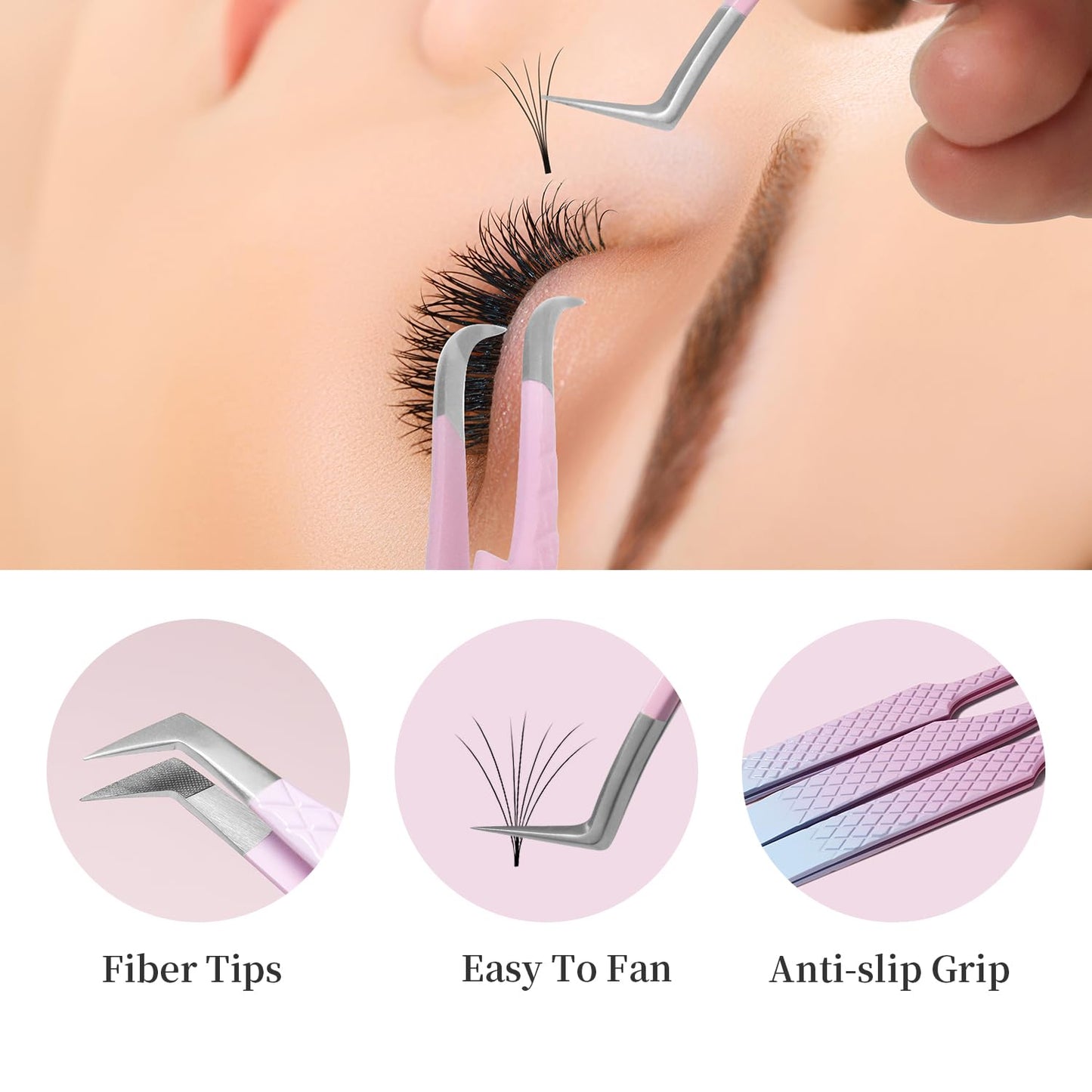 ANNAFRIS Eyelash Extension Tweezers,Fiber Tip Grip Boot Volume Lash Tweezers,Professional Pointed Lash Extension Tweezers for Easy Lash Application and Removal(4Pcs-F01/02/06/09)