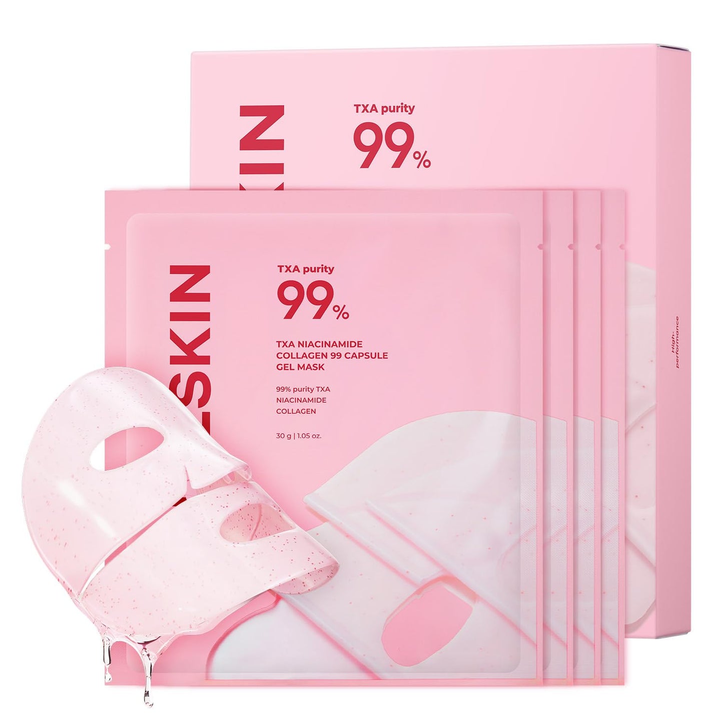 APRILSKIN TXA Pink Capsule Gel Mask - Overnight Face Mask for Glass Glow Skin | 99% Tranexamic Acid, Hydrating & Firming | 30g x 4ea