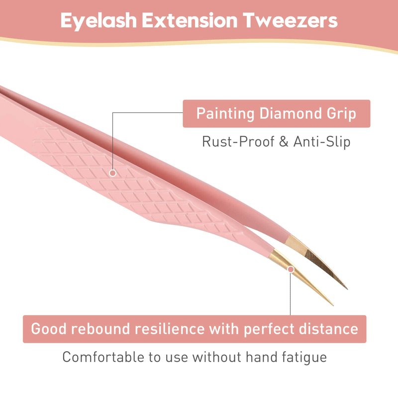 Ms.Queen Eyelash Extension Tweezers,4Pcs Fiber Tip Lash Tweezers for Volume Lashes Make Fans,45 90 Degree Boot Isolation Lash Tweezers Set