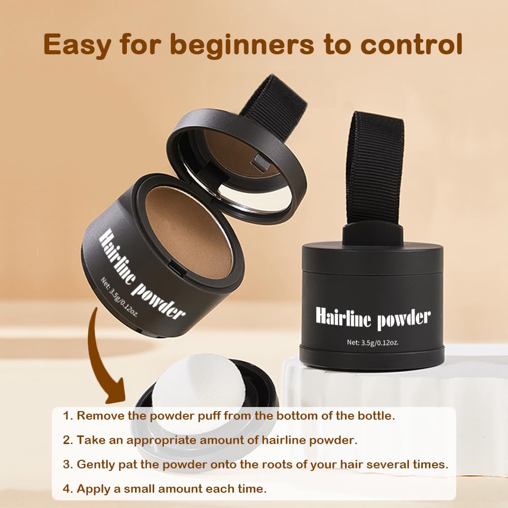 Invisible Hairline Powder - Undetectable Coverage for Bald Spots & Thinning Edges | Waterproof, Natural Matte Finish
