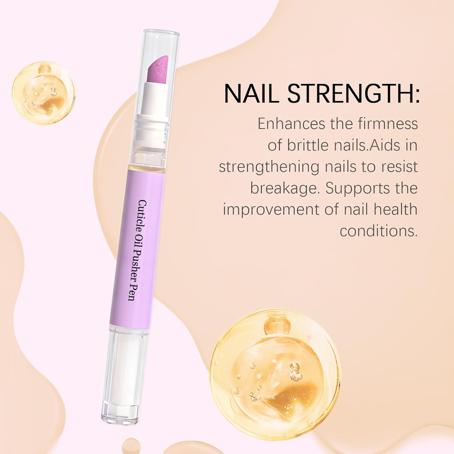 Cuticle Oil Pusher Pen - 2-in-1 Ceramic Nail Care Tool for Dry & Damaged Nails | Moisturizes & Strengthens (1 Pc)