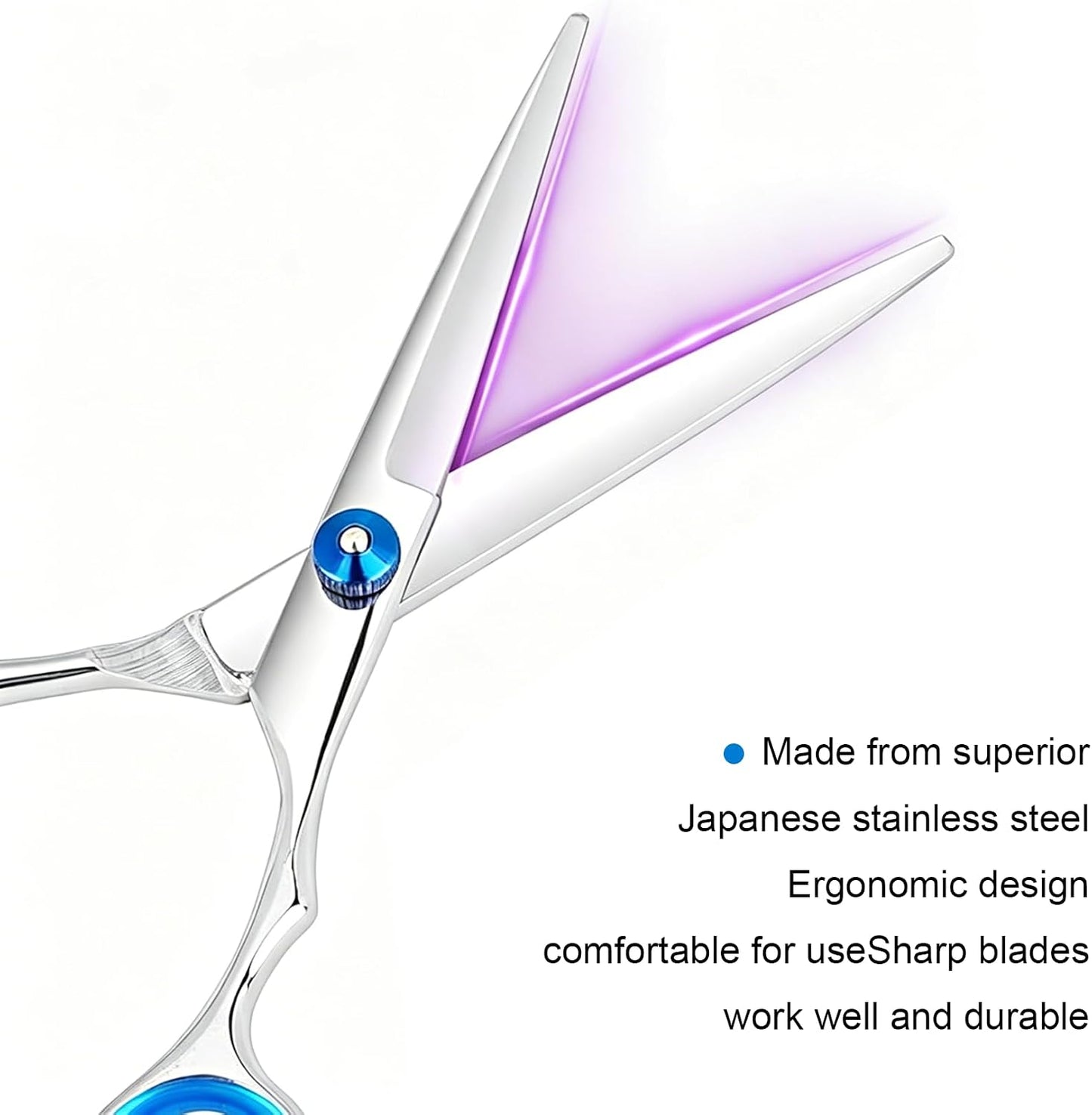 Professional Hair Cutting Scissors - 6.5" Stainless Steel Barber Shears with Adjustable Tension | Includes Comb for Home & Salon Use