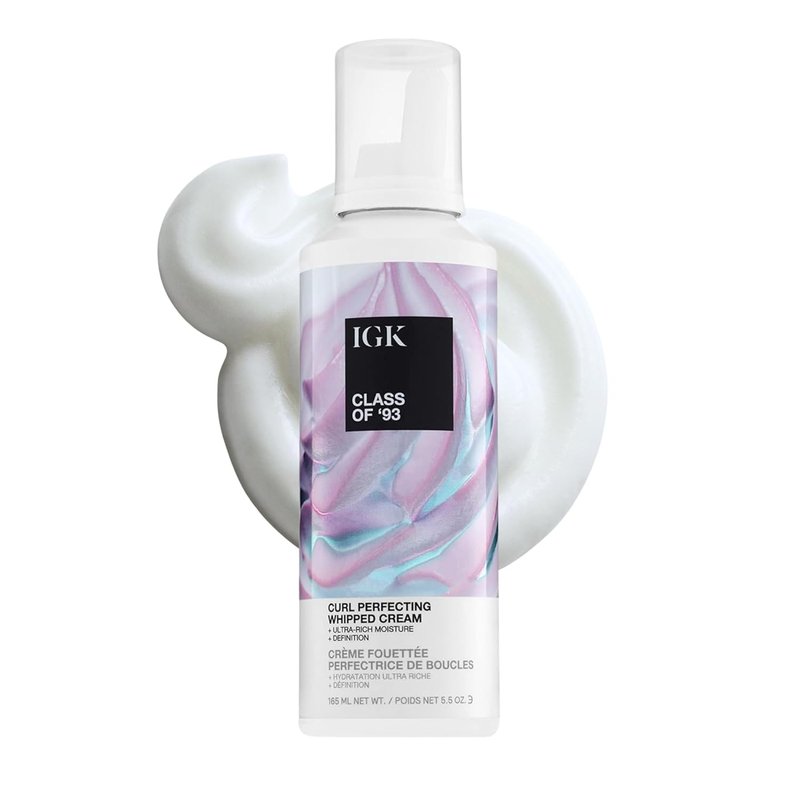 IGK Curl Cream - Whipped Leave-In Conditioner & Curl Defining Styler for Curly Hair | 5.5 Oz, Vegan & Silicone-Free