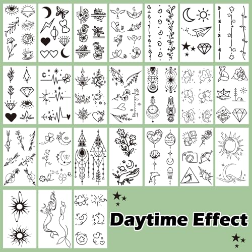Metuu Glowing Temporary Tattoos - 60 Sheets Waterproof Luminous Body & Face Designs